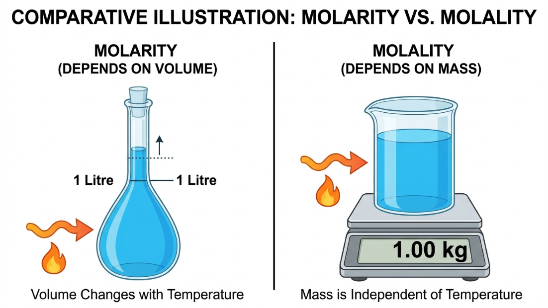 Molarity vs Molality Temperature Difference